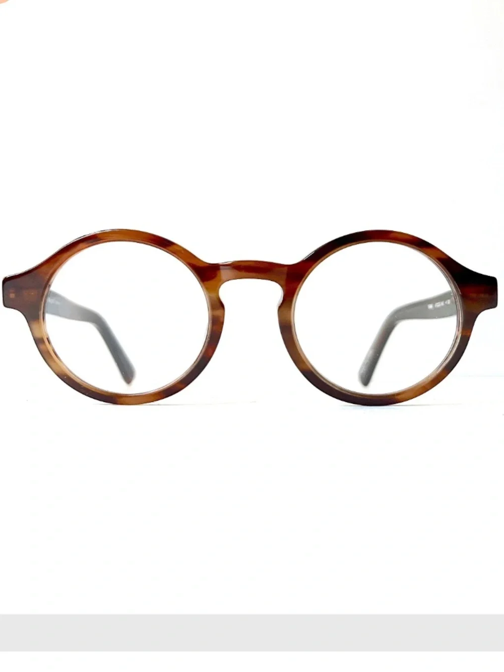 Retro Y2K Wide Fit Reading Glasses Round Flex Hinge Brown Horn Acetate